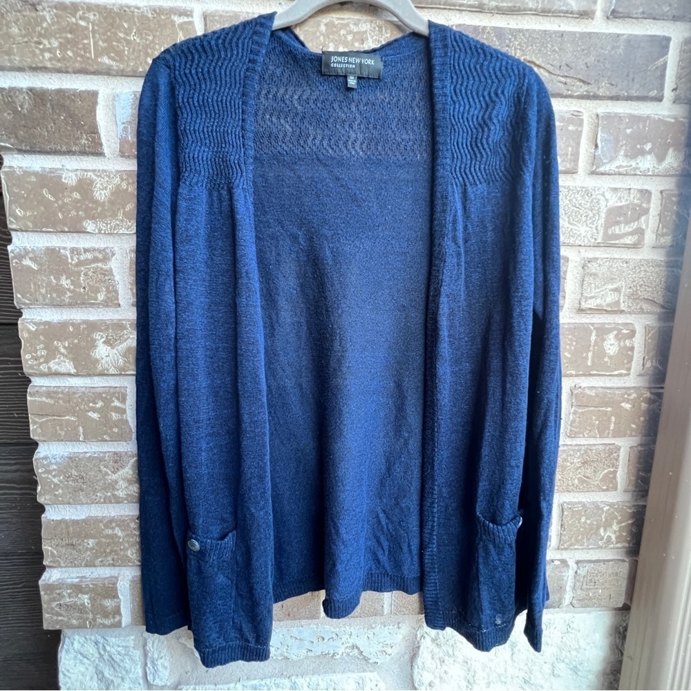 Jones New York Blue Linen Viscose Cardigan, size Medium
